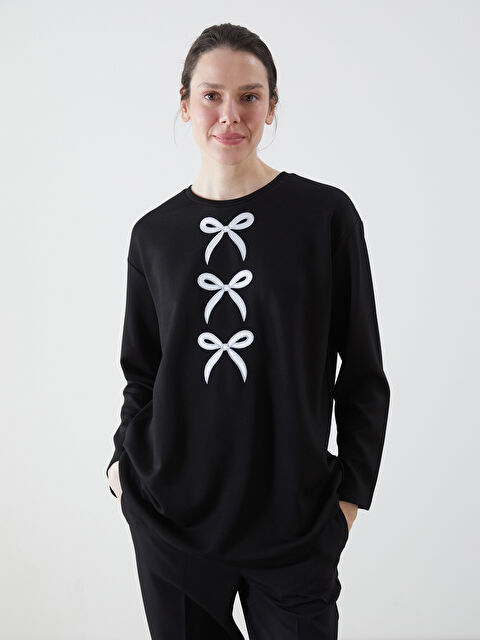 LCWAIKIKI Classic Bisiklet Yaka Kurdele Baskılı Kadın Tunik - S5LP74Z8-CVL