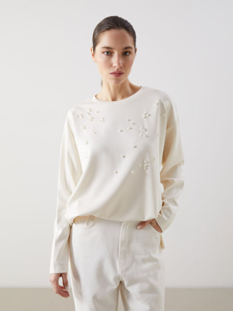 LCWAIKIKI Classic Bisiklet Yaka Taşlı Kadın Tunik - S5LP76Z8-FDH