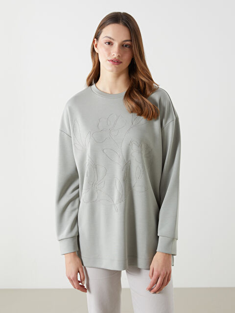 LCWAIKIKI Classic Bisiklet Yaka Kadın Sweatshirt Tunik - S5LP77Z8-QZK