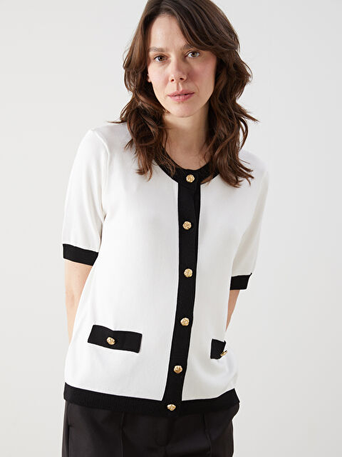 LCWAIKIKI Classic Bisiklet Yaka Kadın Triko Hırka - S5LP81Z8-R9J