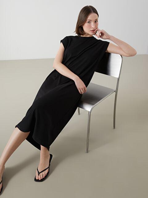 LCWAIKIKI Classic Bisiklet Yaka Penye Elbise - S5LP87Z8-CVL