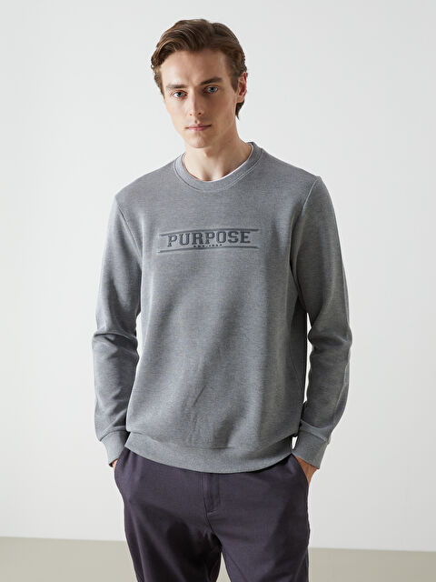 LCWAIKIKI Classic Bisiklet Yaka Uzun Kollu Baskılı Erkek Sweatshirt - S5LP95Z8-DFL