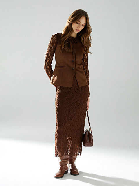 LCW Vision Bağlamalı Yaka Dantelli Elbise - S5LQ29Z8-D2N