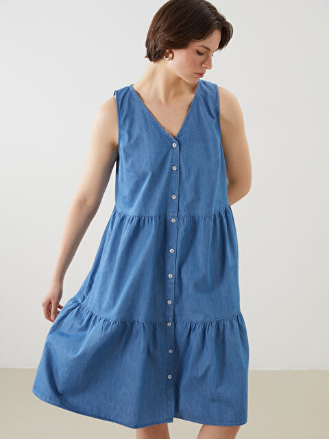 LCWAIKIKI Classic V Yaka Katkat Jean Elbise - S5LQ79Z8-H45