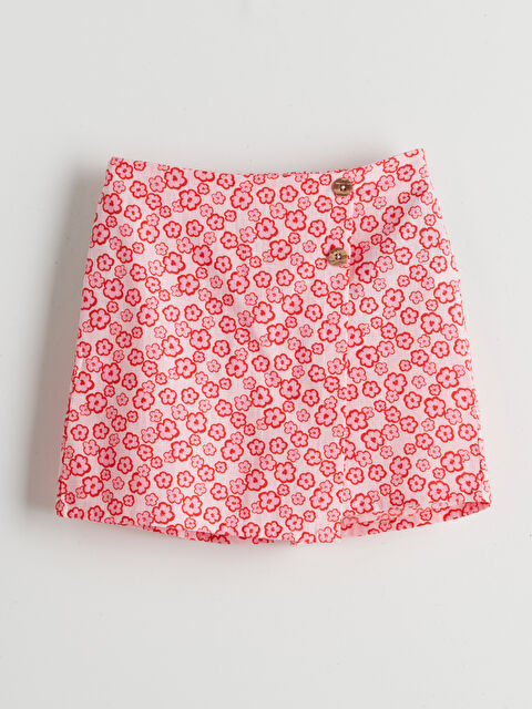 LCW ECO Beli Lastikli Çiçekli Kız Çocuk Şort Etek - S5LQ88Z4-LT4