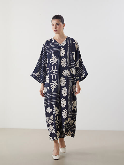 LCW Modest V Yaka Desenli Oversize Elbise - S5LR00Z8-LQQ