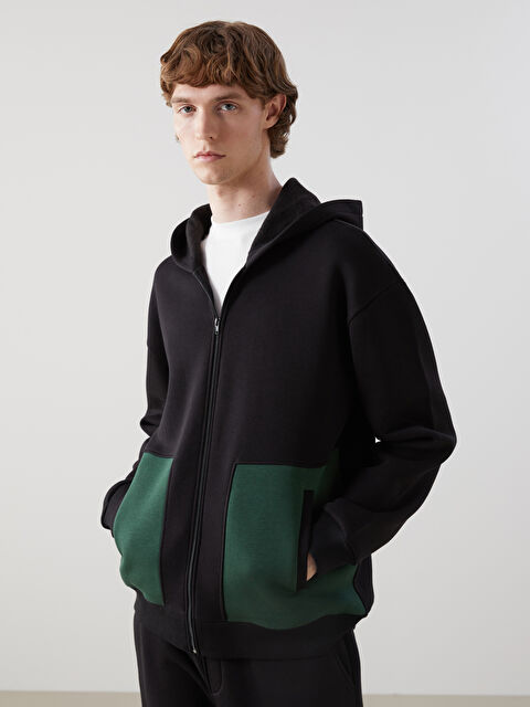 XSIDE Kapüşonlu Uzun Kollu Erkek Fermuarlı Sweatshirt - S5LR64Z8-CVL
