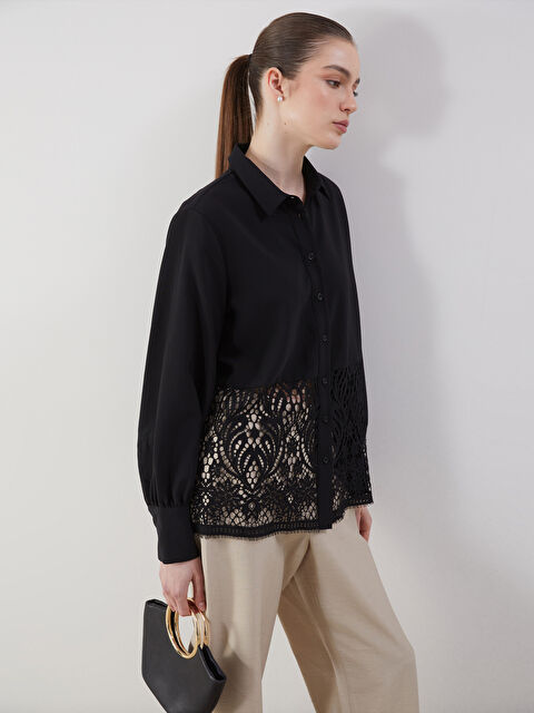 LCWAIKIKI Classic Dantel Detaylı Kadın Gömlek - S5LS35Z8-CVL