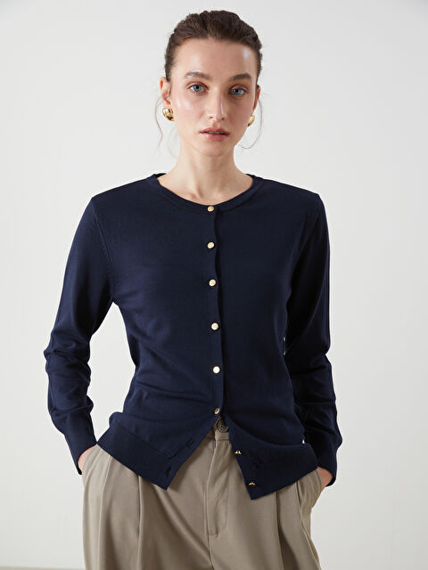 LCWAIKIKI Classic Bisiklet Yaka Kadın Triko Hırka - S5LS48Z8-E1J