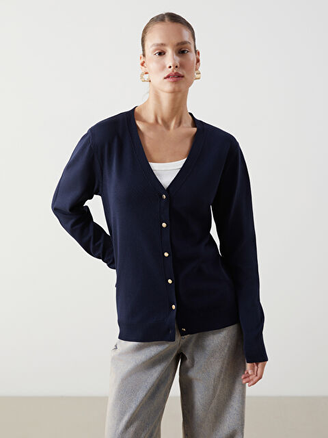 LCWAIKIKI Classic V Yaka Kadın Triko Hırka - S5LS52Z8-E1J