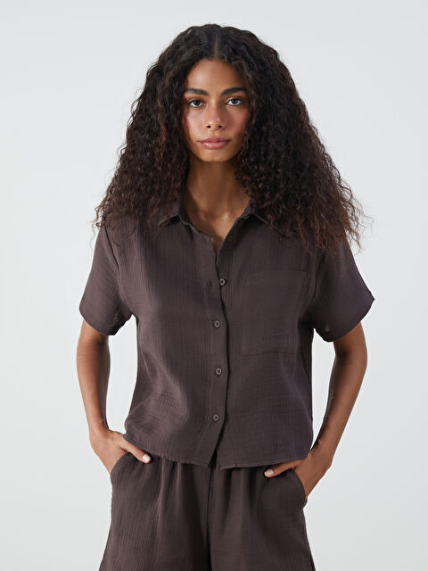 XSIDE Regular Fit Müslin Kadın Gömlek - S5LS95Z8-D2N