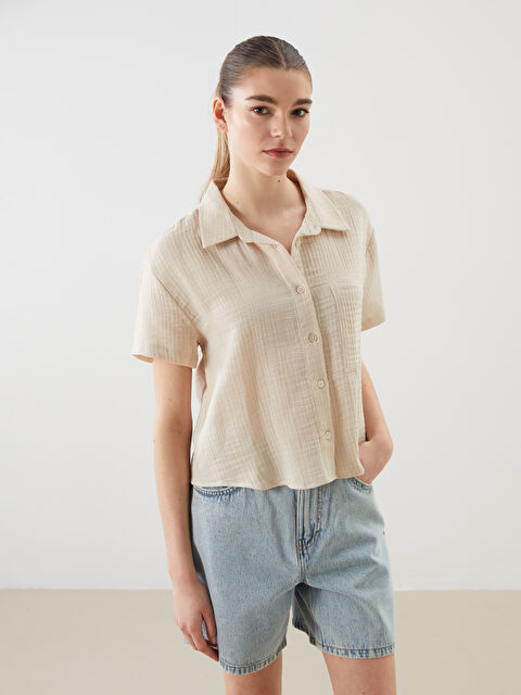 XSIDE Regular Fit Müslin Kadın Gömlek - S5LS95Z8-YB2