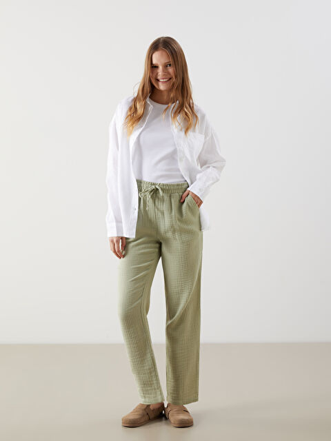 XSIDE Beli Lastikli Düz Müslin Kadın Pantolon - S5LS96Z8-VKZ