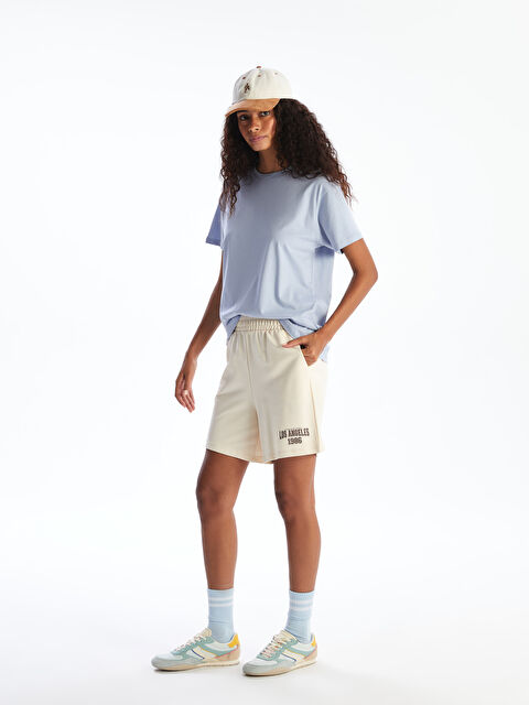 XSIDE Beli Lastikli Los Angeles Baskılı Kadın Şort - S5LT70Z8-FF7