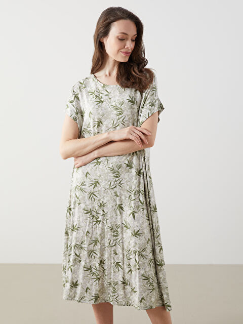 LCW Grace Büyük Beden Bisiklet Yaka Çiçekli Elbise - S5LT96Z8-LRR