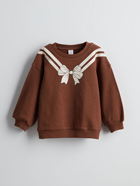 LCW Kids Bisiklet Yaka Kurdele Detaylı Kız Çocuk Sweatshirt - S5LU07Z1-R1R
