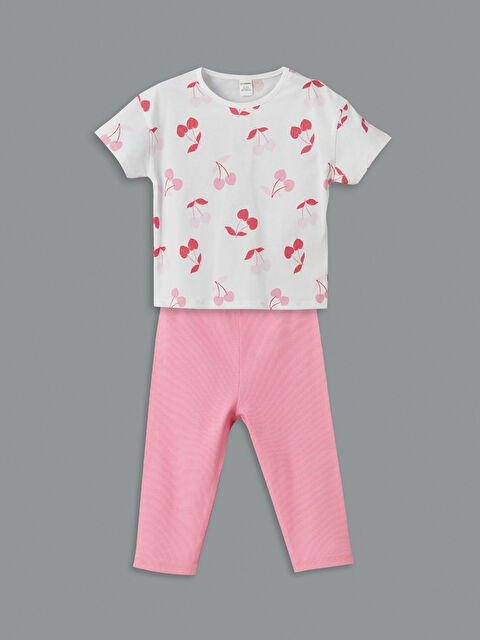 LCW Kids Bisiklet Yaka Kız Çocuk Tişört ve Tayt 2'li - S5LU43Z1-LRA