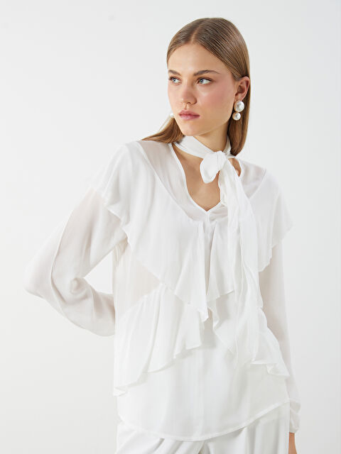LCWAIKIKI Classic Bağlamalı Yaka Kadın Bluz - S5LU50Z8-R9J