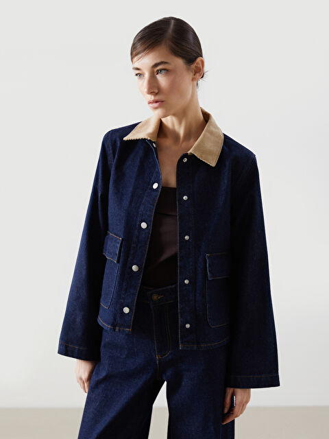 LCW Vision Gömlek Yaka Kadın Jean Ceket - S5LU52Z8-507