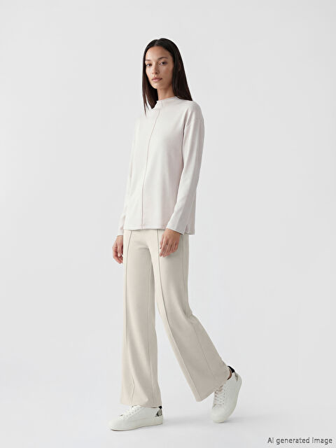 LCWAIKIKI Classic Beli Lastikli Geniş Paça Kadın Eşofman Altı