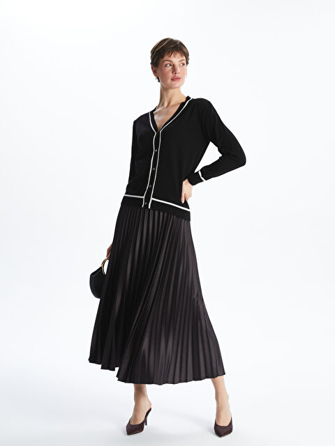 LCWAIKIKI Classic Beli Lastikli Saten Kadın Pileli Etek - S5LU60Z8-HCJ