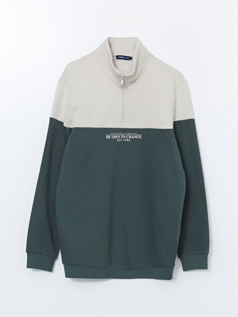 LCWAIKIKI Classic Dik Yaka Uzun Kollu Renk Bloklu Erkek Sweatshirt - S5LV25Z8-HMP