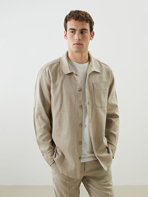 SOUTHBLUE Regular Fit Uzun Kollu Armürlü Erkek Gömlek - S5LV64Z8-F0B