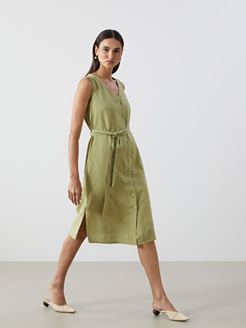 LCW ECO V Yaka Poplin Kadın Elbise - S5LV84Z8-GYA