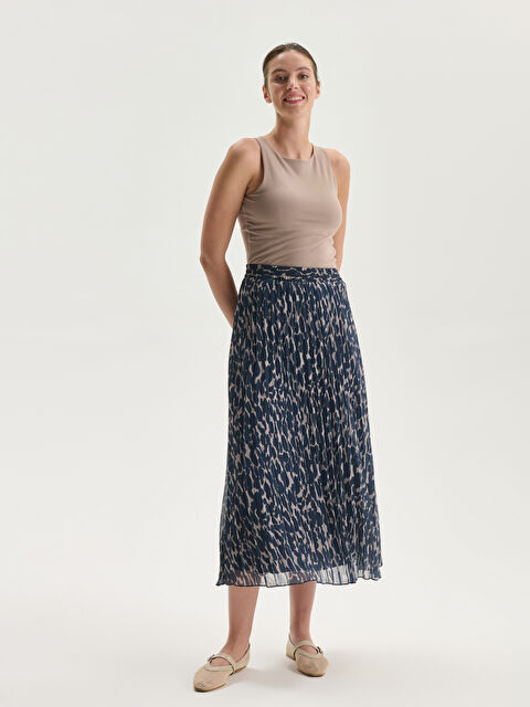 LCWAIKIKI Classic Elasticated Waist Patterned Chiffon Pleated Skirt - S5LY13Z8-LSJ