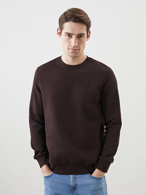 LCWAIKIKI Basic Bisiklet Yaka Uzun Kollu Erkek Sweatshirt - S5LY19Z8-HDD