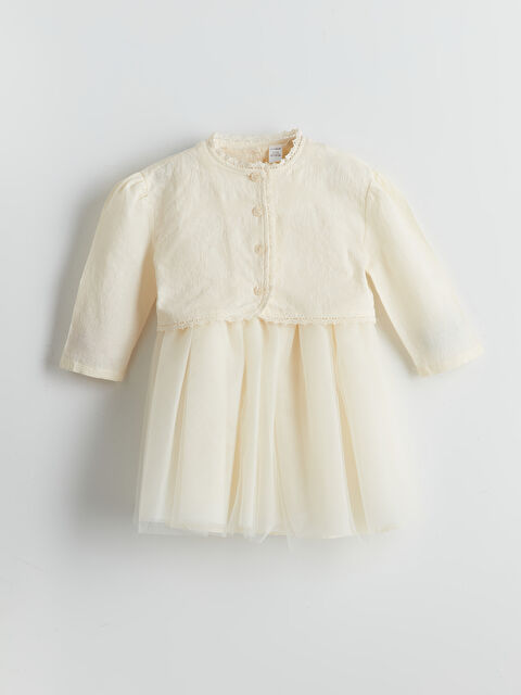 LCW Kids Bisiklet Yaka Kız Çocuk Armürlü Elbise - S5LY89Z1-FRC