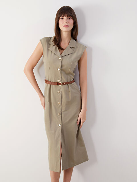 LCW Comfort Beli Kemerli Gömlek Elbise - S5LY91Z8-Z8S