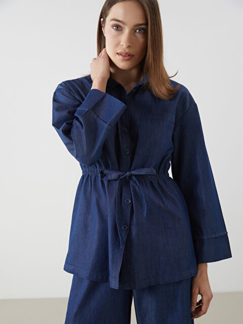 LCW Comfort Gömlek Yaka Kadın Jean Tunik - S5LY95Z8-507