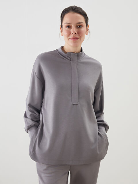 LCWAIKIKI Classic Dik Yaka Kadın Sweatshirt - S5M019Z8-GPR