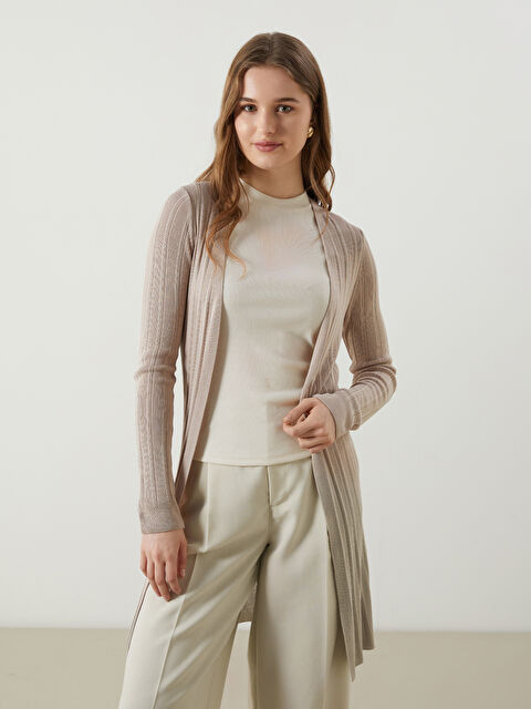 LCWAIKIKI Classic Şal Yaka Kadın Triko Hırka - S5M024Z8-S41