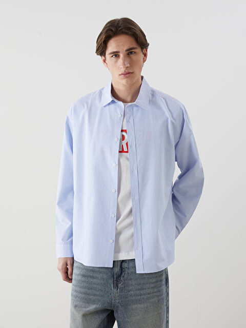 XSIDE Rahat Kalıp Uzun Kollu Çizgili Erkek Gömlek - S5M064Z8-LEN