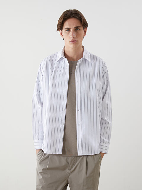 XSIDE Rahat Kalıp Uzun Kollu Çizgili Erkek Gömlek - S5M065Z8-LEG