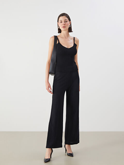 LCWAIKIKI Classic Beli Lastikli Dokulu Kadın Pantolon - S5M089Z8-CVL