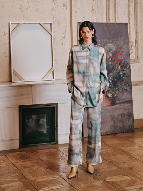 LCW Modest Beli Lastikli Batik Desenli Kadın Pantolon - S5M124Z8-F9C