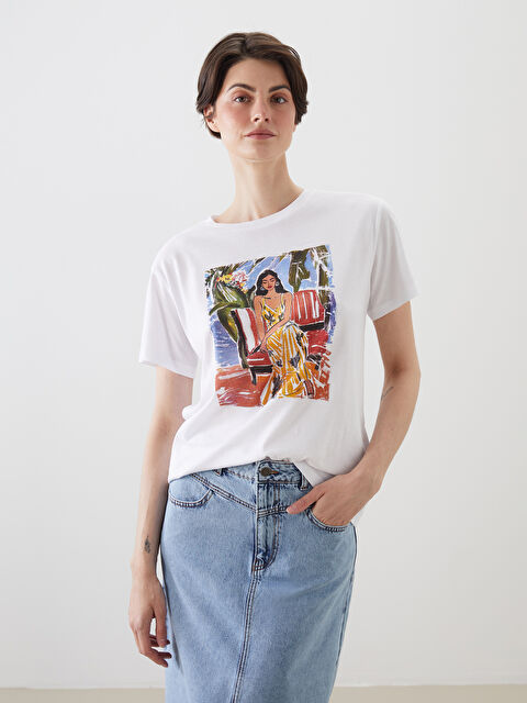 LCWAIKIKI Classic Crew Neck Printed Women's T-Shirt - S5M179Z8-Q6K