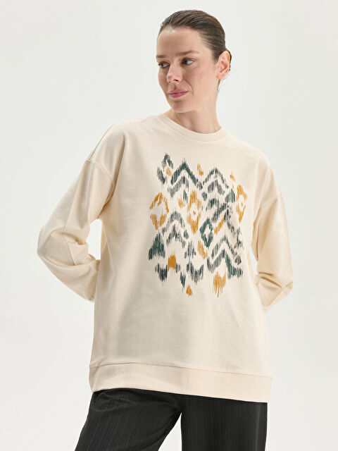 LCW Modest Crew Neck Patterned Women's Sweatshirt - S5M186Z8-FEQ