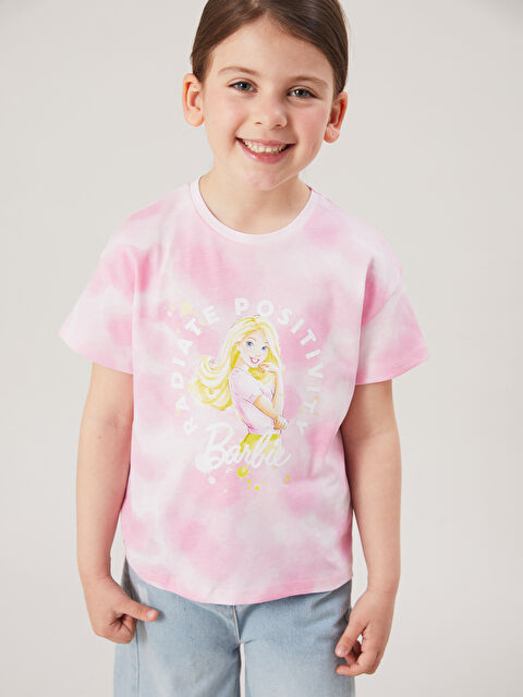 LCW Kids Bisiklet Yaka Barbie Baskılı Kız Çocuk Tişört - S5M203Z1-LT4