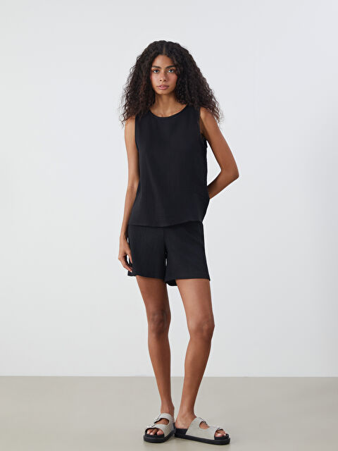 LCW Comfort Beli Lastikli Dokulu Kadın Şort - S5M225Z8-CVL