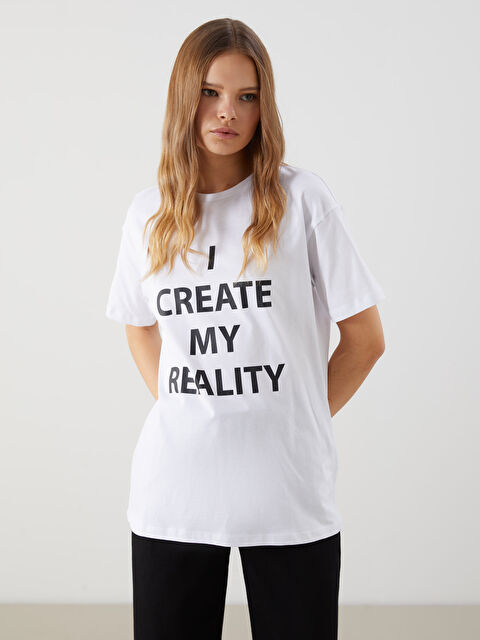 XSIDE Bisiklet Yaka Baskılı Kadın Tişört - S5M231Z8-Q6K