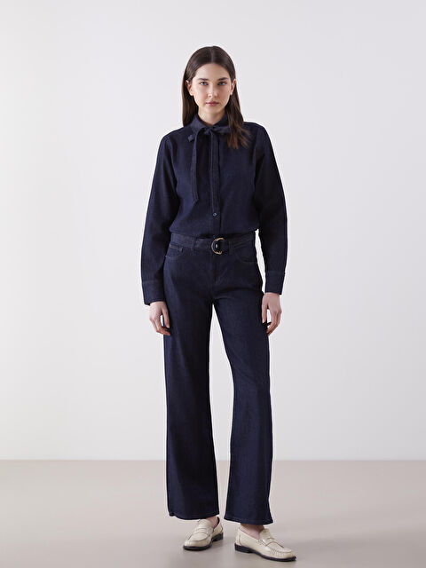 LCW Jeans Beli Kemerli Wideleg Kadın Jean Pantolon - S5M241Z8-309