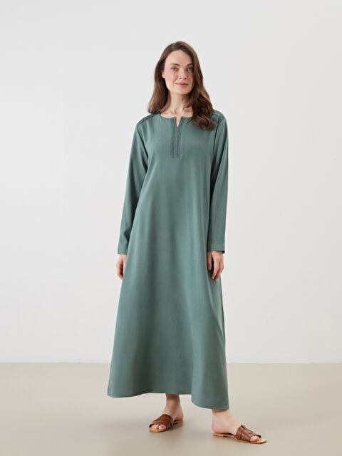 LCW Grace Dantel Detaylı A Kesim Keten Karışımlı Elbise - S5M274Z8-YFH