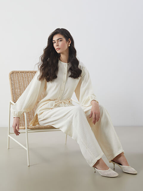 LCW Modest Beli Lastikli Geniş Paça Müslin Kadın Pantolon - S5M279Z8-EEW