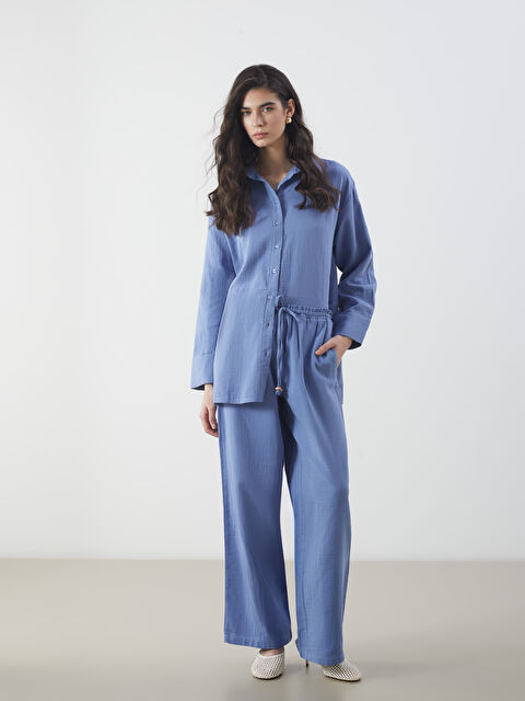 LCW Modest Beli Lastikli Geniş Paça Müslin Kadın Pantolon - S5M279Z8-GVR