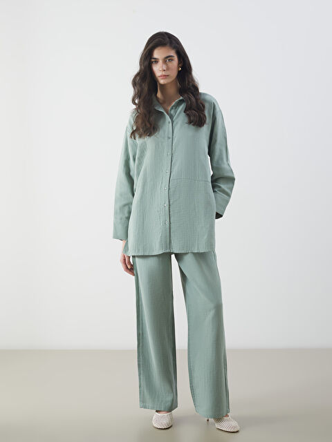 LCW Modest Beli Lastikli Geniş Paça Müslin Kadın Pantolon - S5M279Z8-S5F