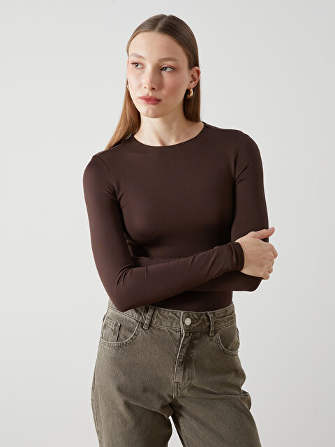 LCW Vision Bisiklet Yaka Kadın Bodysuit - S5M282Z8-HLD